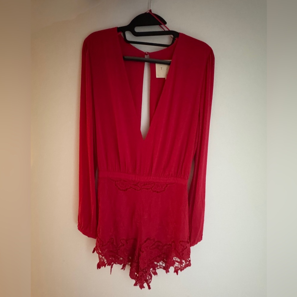 The Jetset Diaries Red Lace Romper